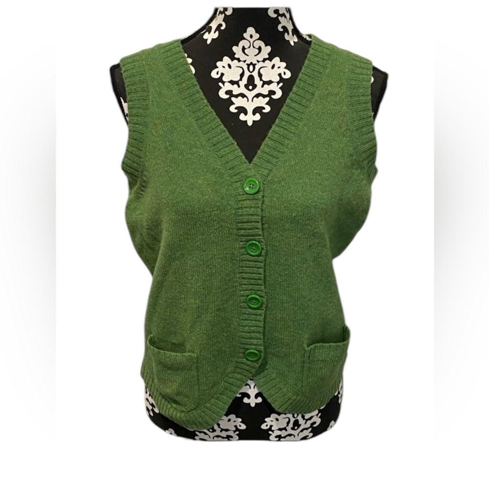 Boden green wool vest NWT